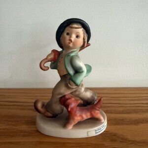 Goebel Hummel Strolling Along Figurine 5” Boy with Dog and Umbrella W Germany